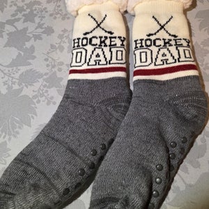 NWOT "Hockey Dad" Sherpa-Lined Grip Men's Slipper Socks