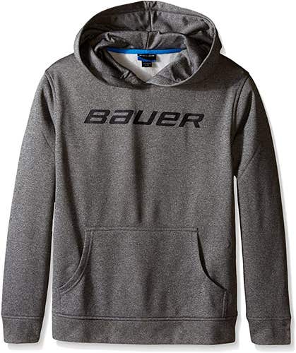 Bauer Men's Core Lightweight Fleece Hockey Hoodie, Gray/Black, Small