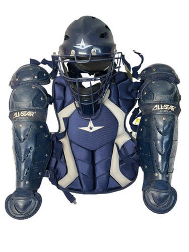 Used All Star CPCC79PS-1 Catchers Chest Protector Grey And Navy Blue Youth 11835-S000203528