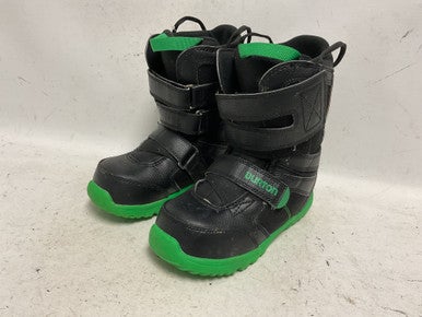 Used Burton YTH PROGRESSION XS Boys Snowboard Boots Black And Green Junior 03 11855-S000198035