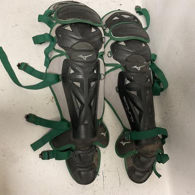 Used Mizuno SAMURAI Catchers Leg Guards Black And Green Adult 11855-S000198019