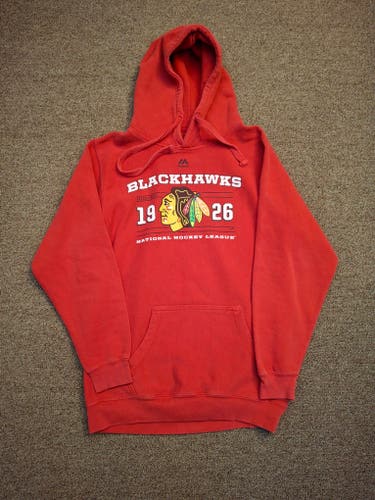Majestic Chicago Blackhawks Logo Red Hoodie Sweatshirt Sz Medium