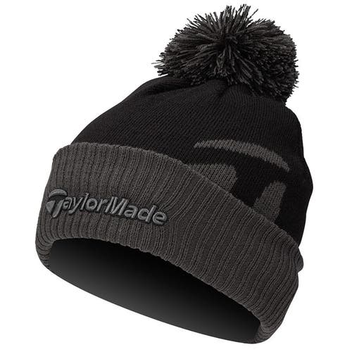 NEW 2025 TaylorMade Bobble Beanie Black Winter Golf Hat/Cap