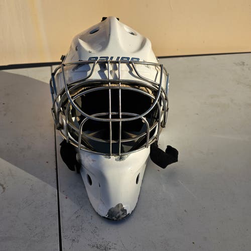 Bauer NME 8 Goalie Mask + Bauer GTP Clear Throat Guard – Senior – Clean Used