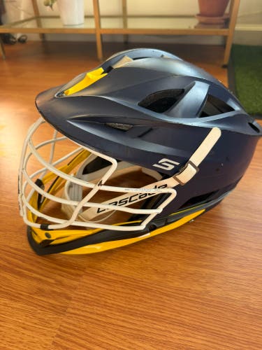Cascade S Helmet matte Navy yellow lacrosse lax