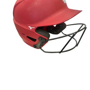 Used Mizuno 380395 Batting Helmet w/Mask Red And Silver SM 11862-S000092340