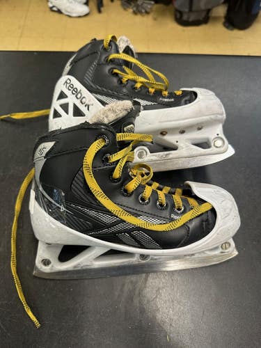 Reebok 12K Hockey Goalie Skates Size 1 Junior (Used) boot is stiff and in good shape