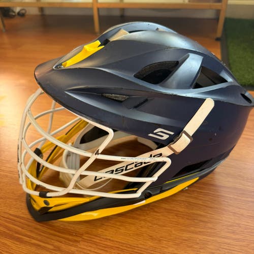Cascade S Helmet matte Navy yellow lacrosse lax