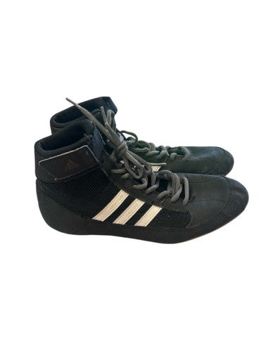 Used Adidas AQ3327 BLK/WHT SHOES Wrestling Shoes Black Junior 05.5 11862-S000092286