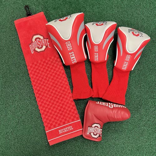 NCAA Ohio State Buckeyes College Golf Club Covers, Putter Head Cover & Towel