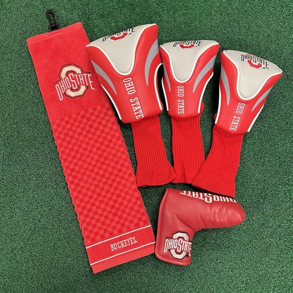 NCAA Ohio State Buckeyes College Golf Club Covers, Putter Head Cover & Towel
