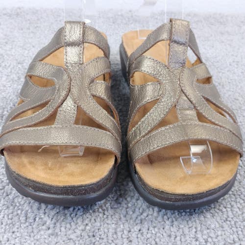 Naturalizer N5 Comfort Shoes Womens Size 8 Sandals Leather Fryna Pewter Slip On