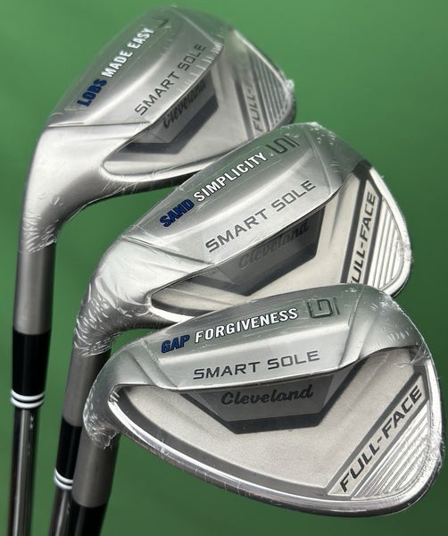 Cleveland Smart Sole Full Face Wedge Set LEFT Hand Steel Gap, Sand, Lob LH NEW