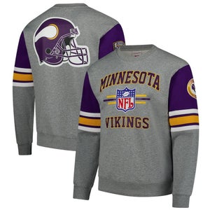 Minnesota Vikings Mitchell & Ness All Over 4.0 Vintage Logo Pullover Sweatshirt