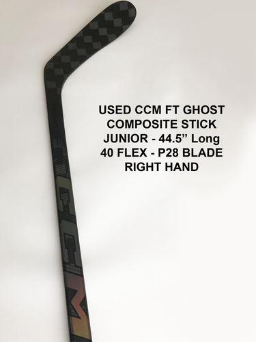 Junior CCM FT Ghost Right Handed Hockey Stick P28 40 Flex Pro Stock (Used)