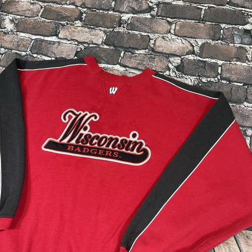 Varsity Athletic by Cadre Wisconsin Badgers Crewneck Script Sweatshirt Size XL