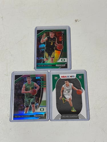 Payton Pritchard 3 card rookie lot + select base