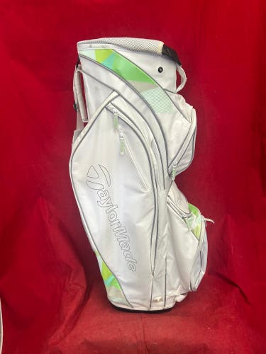 Taylormade kalea cart bag white, 14 way stadium top, 8 total pockets, golf bag, golf accessories