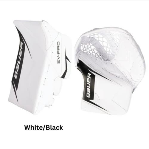 Bauer SV Pro Senior Glove & Blocker * Glove ships broken in. - White/Black