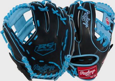 (New) Rawlings R9 Black/Carolina Blue 11.5'' Baseball Glove