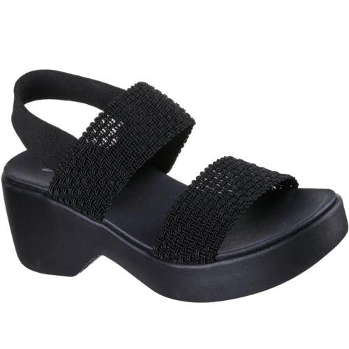 Skechers Cali 119413-BBK Sandals Women's US 10 Black Wedge Heel Pull-On HAWK2146