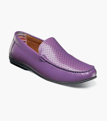 Stacy Adams Conroy 25702-542 Loafers Men 11.5 Purple Moc Toe Perforated HAWK1915