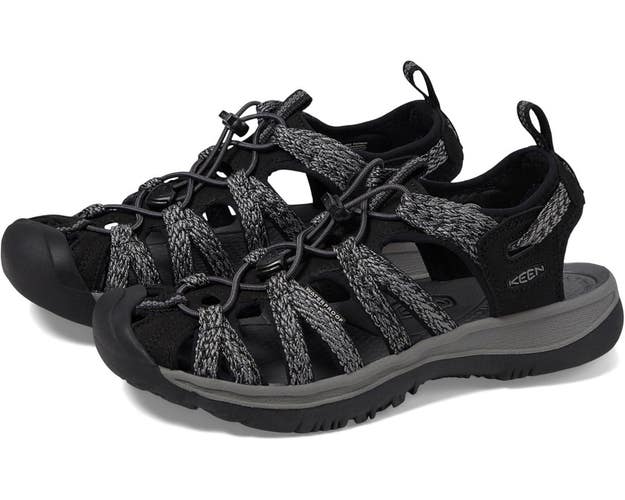 Keen Whisper Sandals Women's US 8.5 Black Steel Gray Slip On Fisherman HAWK1573