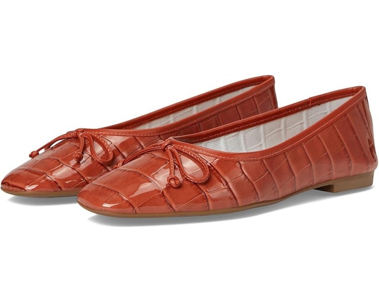 Schutz Arissa Ballet Flat Women's 8 Sunset Ochre Leather Slip On Shoes HAWK2096