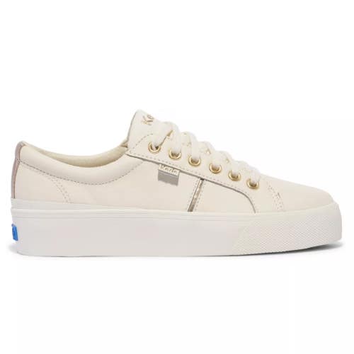 Keds Jump Kick Duo Sneakers Women's US 10 Egret Champagne Leather Shoes HAWK1904