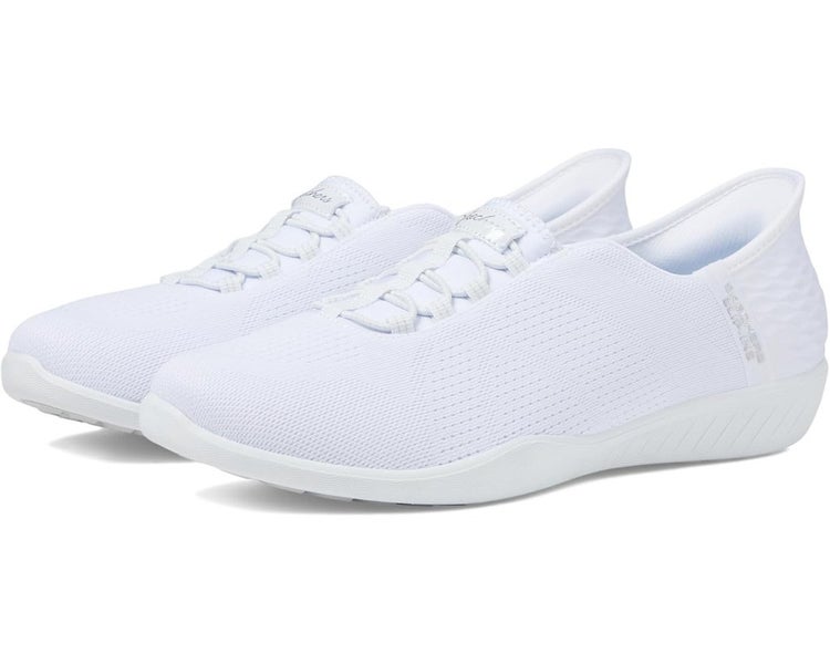 Skechers Newbury ST-Lightly Sneaker Women 7 White Slip On Walking Shoes HAWK1817