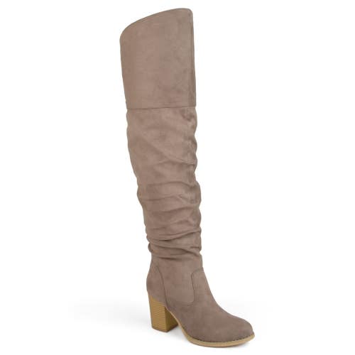 Journee Collection Kaison Boots Womens 7 Taupe Block Heel Over The Knee HAWK2034