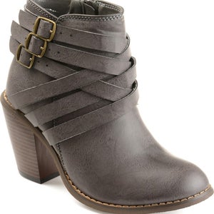 Journee Collection Strap Boots Women's US 7.5 Wide Gray Ankle Bootie HAWK2007