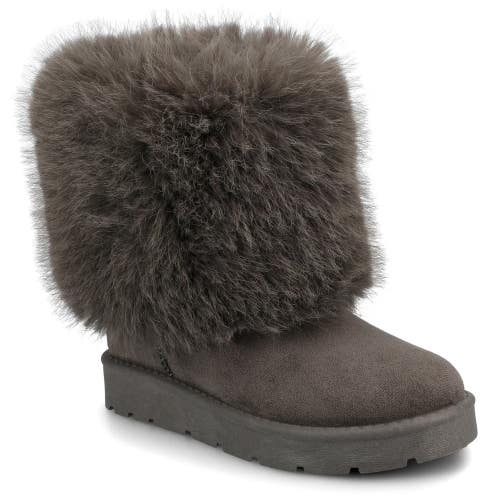 Journee Collection Shanay Women's 8 Gray Faux Fur Pull On Winter Boots HAWK2022