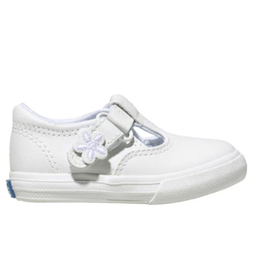 Keds Daphne Sneakers Girls 4 White Leather T-Strap Comfort Casual Shoes HAWK1926