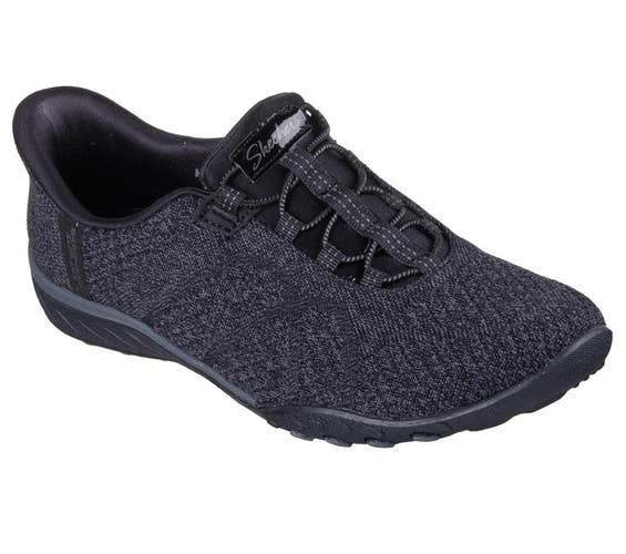 Skechers Breathe-Easy - Knitty Waves 100762-BBK Womens US 7 Black Shoes HAWK1920