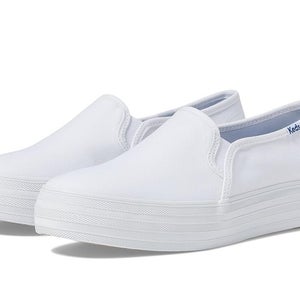Keds Triple Decker Sneakers Womens US 7 White Canvas Slip On Shoes HAWK1889