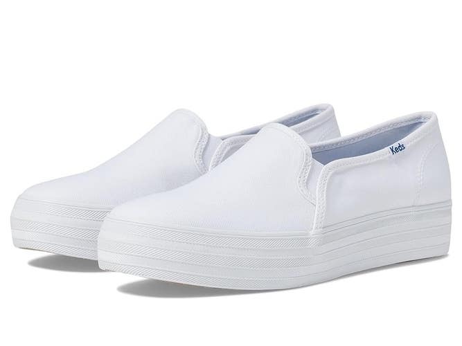 Keds Triple Decker Sneakers Womens US 7 White Canvas Slip On Shoes HAWK1889