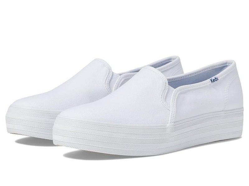 Keds Triple Decker Sneakers Womens US 7 White Canvas Slip On Shoes HAWK1889