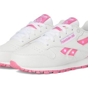 Reebok Classic Leather Step 'N' Flash 2.0 Little Kid 2 White Pink Shoes HAWK2103