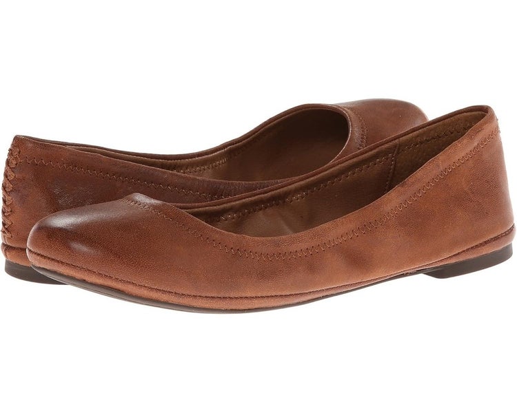 Lucky Brand Emmie Ballet Flat Women's US 8.5 Brown Leather Slip-On HAWK2148