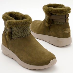 Skechers On-The-Go City Winter Boots Women's 8.5 Wide Green Suede Ankle HAWK1812