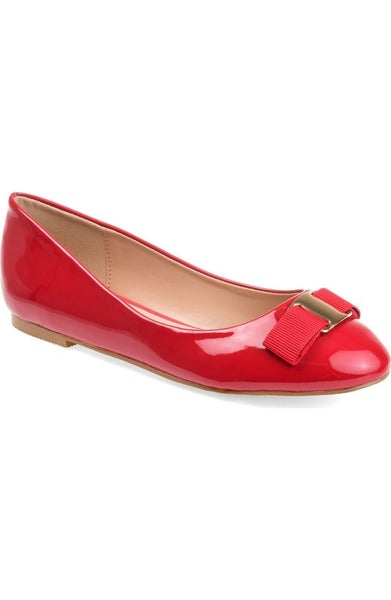 Journee Collection Kim Ballet Flats Womens 8.5 Red Faux Leather Slip On HAWK2000