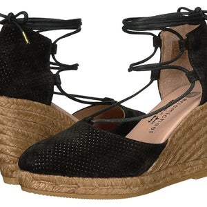 Eric Michael Sam Espadrille Women's US 6.5 Black Wedge Heel Sandals HAWK2114