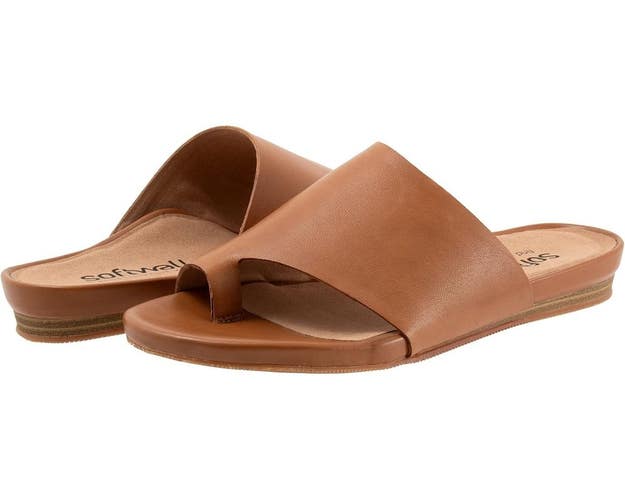 Softwalk Corsica Thong Women's US 10 Luggage Leather Slip On Sandals HAWK1913