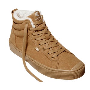 Cariuma OCA Therma High Women's US 8.5 All Camel Suede Shearling Boots HAWK1801