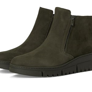 Vionic Uptown Sur Bootie Womens US 8 Olive Leather Side Zip Ankle Boots HAWK1948