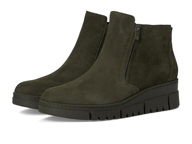 Vionic Uptown Sur Bootie Womens US 8 Olive Leather Side Zip Ankle Boots HAWK1948