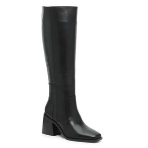 Vince Camuto Seshon Boot Women's 9.5 Black Leather Knee High Block Heel HAWK1923