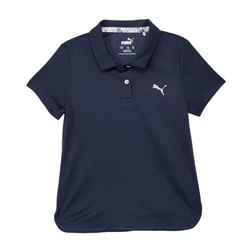 Puma Essential Golf Polo Girl's Large Navy Blue Short Sleeve Performance JZZ376