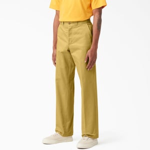 Dickies Work Pants Men's 34x32 Dark Khaki Stonewash Straight Leg Workwear JZZ398